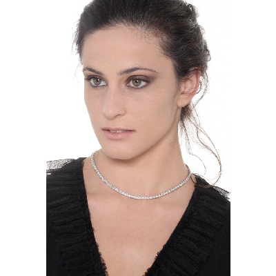 Diamond tennis necklace, 18k white gold