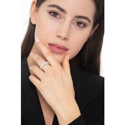 5 diamonds half eternity ring in white gold 1,70 ct