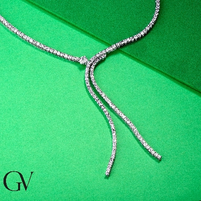 18k white gold waterfall diamond tennis necklace