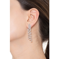 18k white gold triple drop tennis earrings with diamonds 2