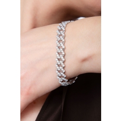Cuban link bracelet with diamonds in white gold 750 2
