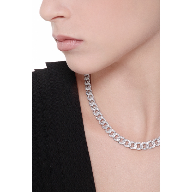 Iced out diamond necklace in 18kt white gold  Iced out diamond necklace in 18kt white gold