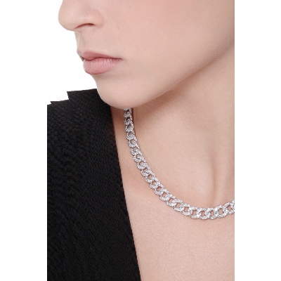 Iced out diamond necklace in 18kt white gold 