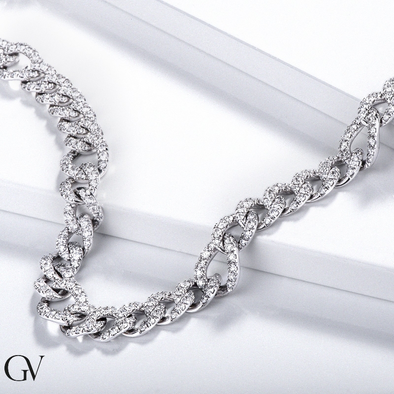 Iced out chain in white gold 750 with diamonds Iced out chain in white gold 750 with diamonds