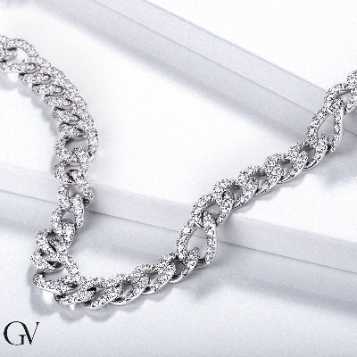 Iced out chain in white gold 750 with diamonds