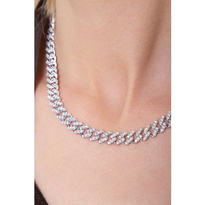18k white gold cuban chain with diamonds