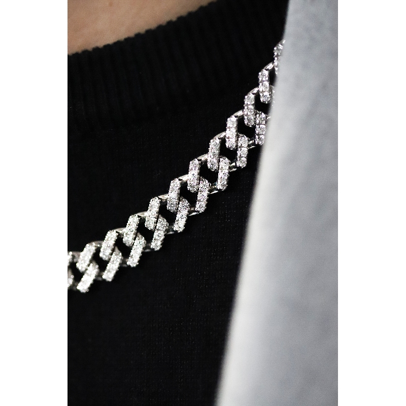 750 white gold cubanlink chain with diamonds 750 white gold cubanlink chain with diamonds