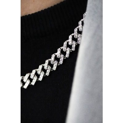 750 white gold cubanlink chain with diamonds