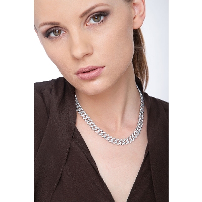 750 white gold cubanlink chain with diamonds