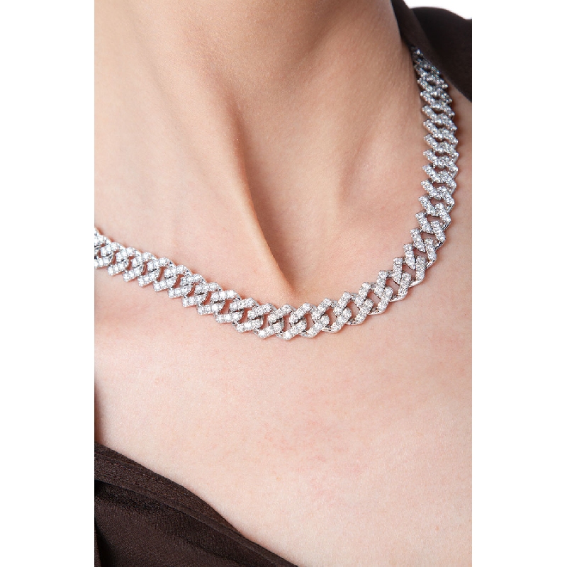 750 white gold cubanlink chain with diamonds 750 white gold cubanlink chain with diamonds