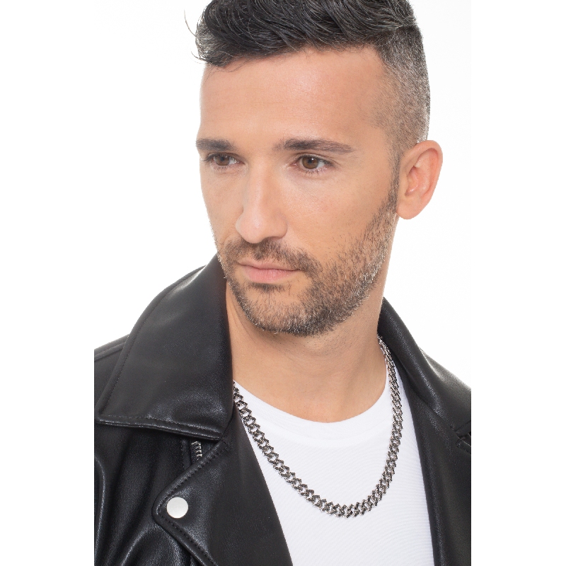 Cuban chain in 18k white gold with black diamonds Cuban chain in 18k white gold with black diamonds