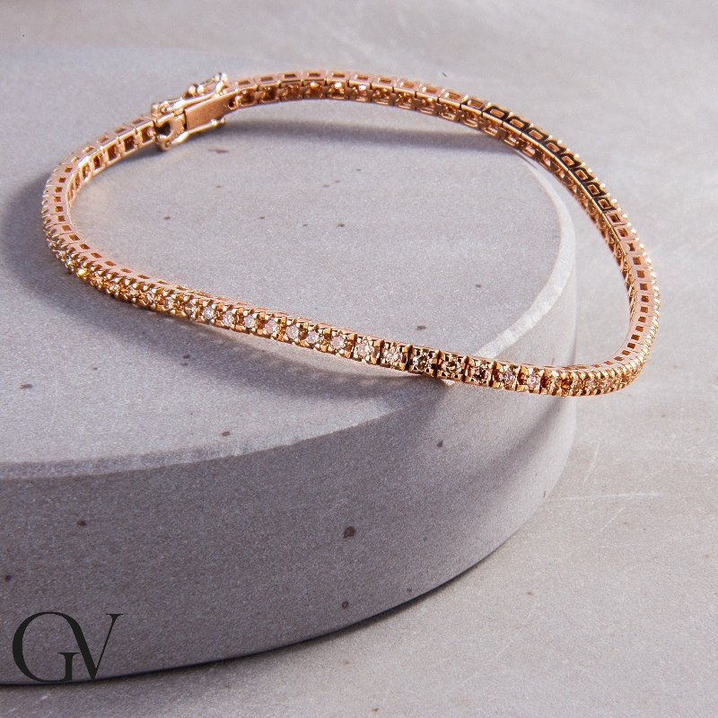 18k rose gold tennis bracelet with brown diamonds 18k rose gold tennis bracelet with brown diamonds