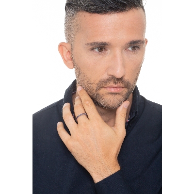 Eternity ring with blue sapphires in white gold 750