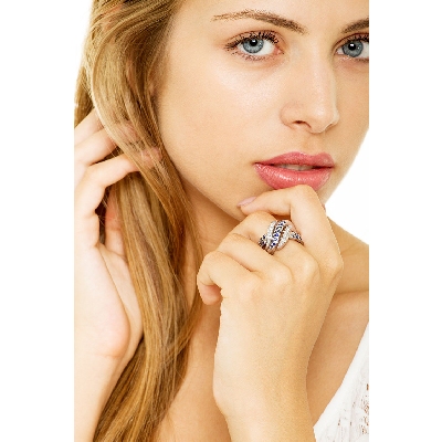 18k white gold with waves of blue sapphires 