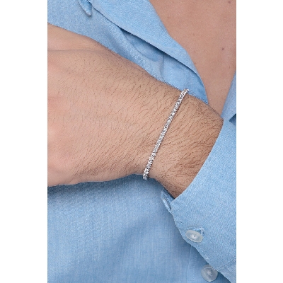 Tennis bracelet in white gold 18k with diamonds, about 3 mm wide