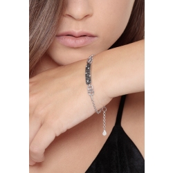 Fancy bracelet in 18k white gold with white and black diamonds 2