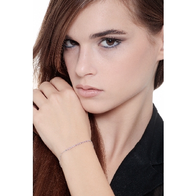 Bracelet in white gold 18k with rubies bar