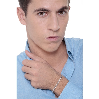 Pyramid tennis bracelet in white gold 18k with diamonds