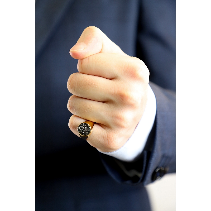 750 rose gold pavè male ring with black diamonds 750 rose gold pavè male ring with black diamonds