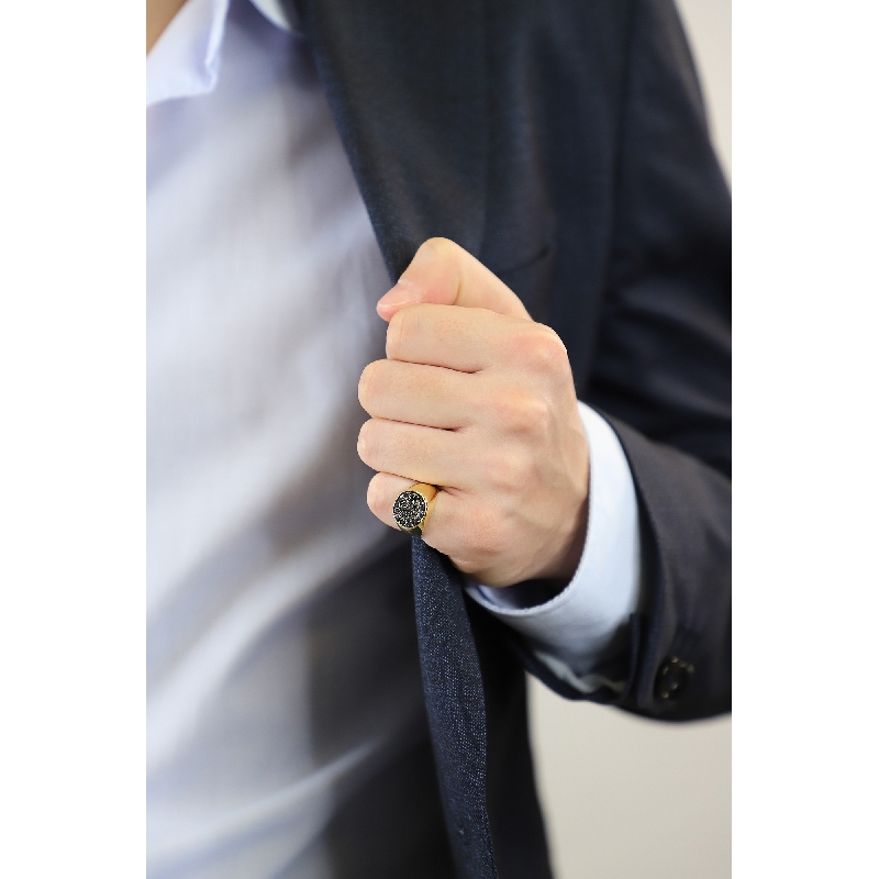 Black diamonds pavè ring in yellow gold 750 Black diamonds pavè ring in yellow gold 750