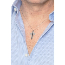 Necklace in white gold 18k with black diamonds cross pendant 2