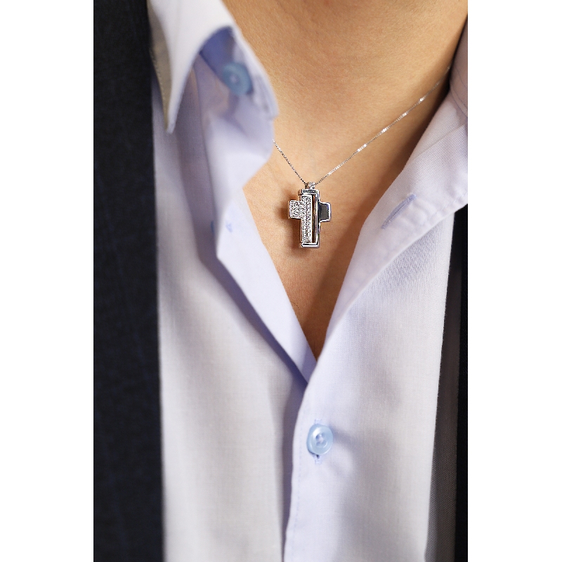 Cross pendant with diamonds, modern style Cross pendant with diamonds, modern style