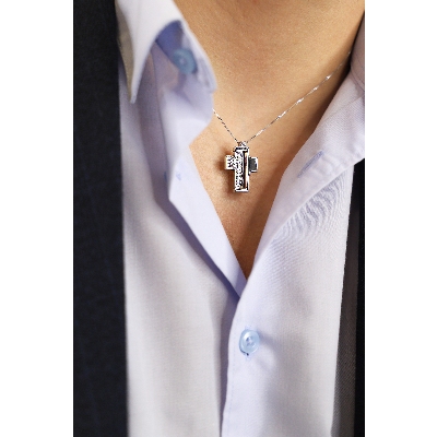 Cross pendant with diamonds, modern style