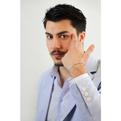 18k white gold man bracelet with 5 black diamonds