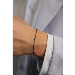 Burnished 18k white gold bracelet with black diamonds 2