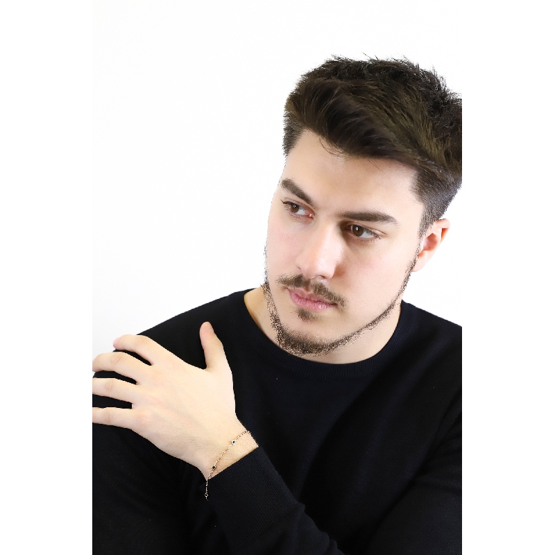 18k rose gold thin bracelet with 5 black round cut diamonds 18k rose gold thin bracelet with 5 black round cut diamonds