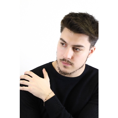 18k rose gold thin bracelet with 5 black round cut diamonds