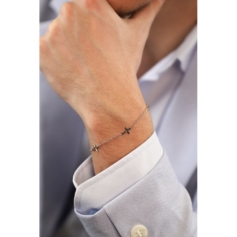750 white gold bracelet with black diamonds crosses 750 white gold bracelet with black diamonds crosses
