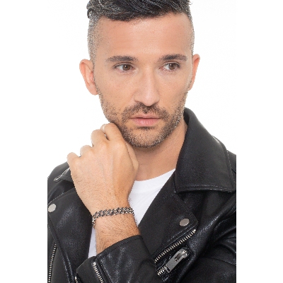 18k white gold cuban link bracelet with black diamonds