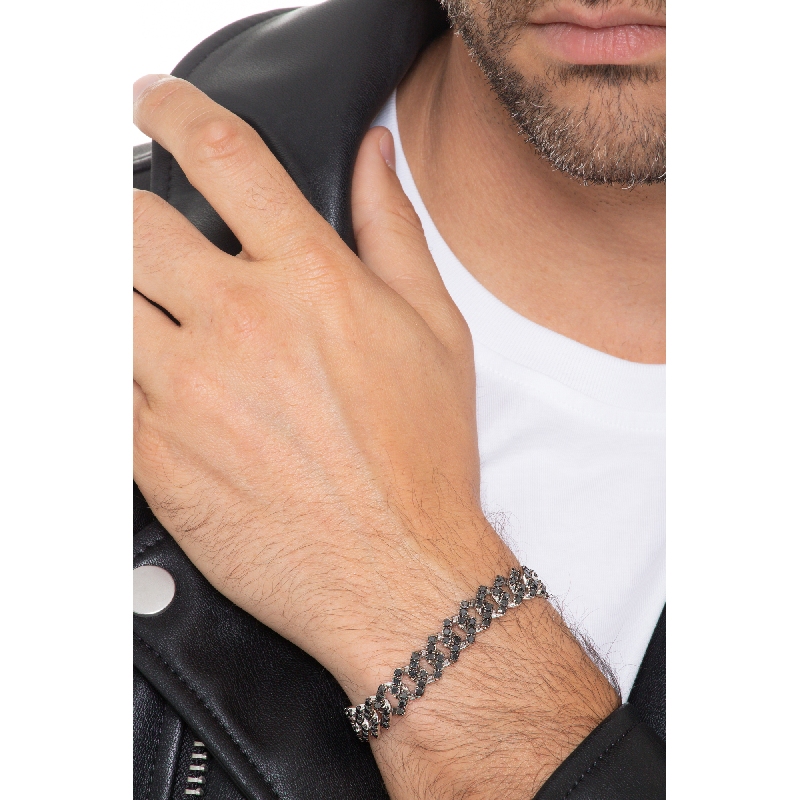 18k white gold cuban link bracelet with black diamonds 18k white gold cuban link bracelet with black diamonds