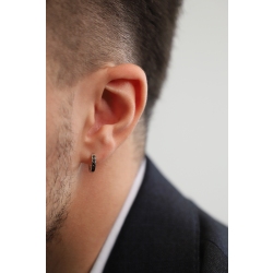 White gold 18kt single hoop earring with black diamonds 2