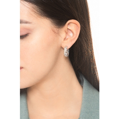 Diamond Hoop Earrings 750 White Gold