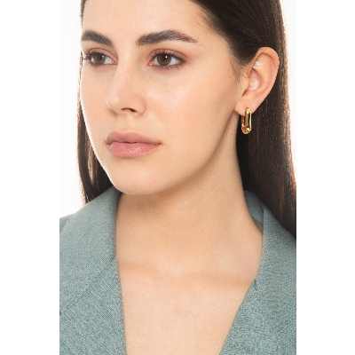 750 yellow gold rectangular earrings