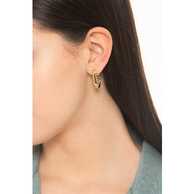 750 yellow gold rectangular earrings