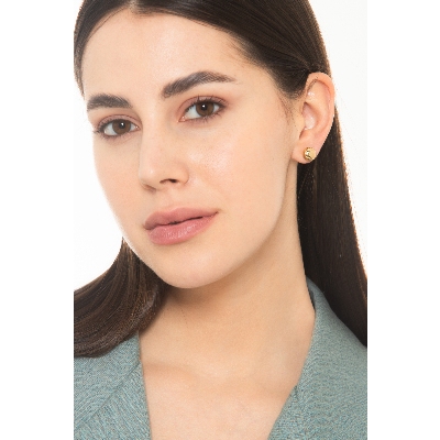 750 yellow gold button earrings