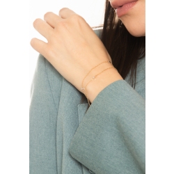 750 yellow gold bracelet with double thread and squares  2