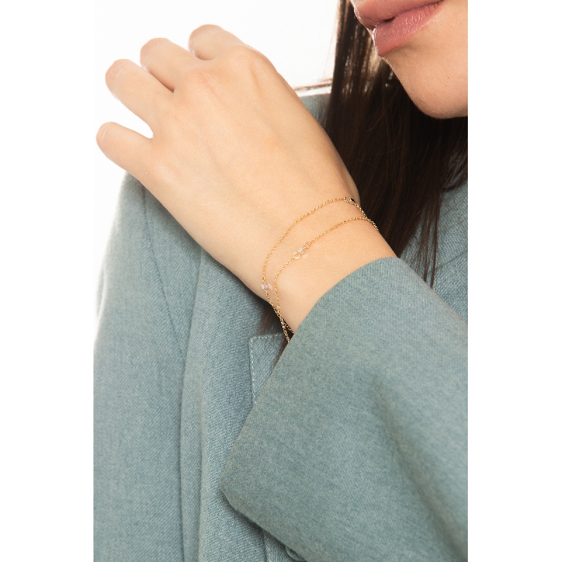 750 yellow gold bracelet with double thread and squares  750 yellow gold bracelet with double thread and squares