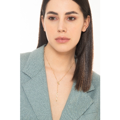 Necklace with bar in yellow gold 750