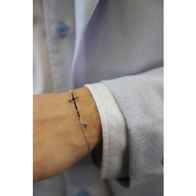 Bracelet in white gold 750 with black diamonds