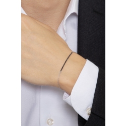 White gold 18k bracelet with black diamonds bar and burnished tips 2