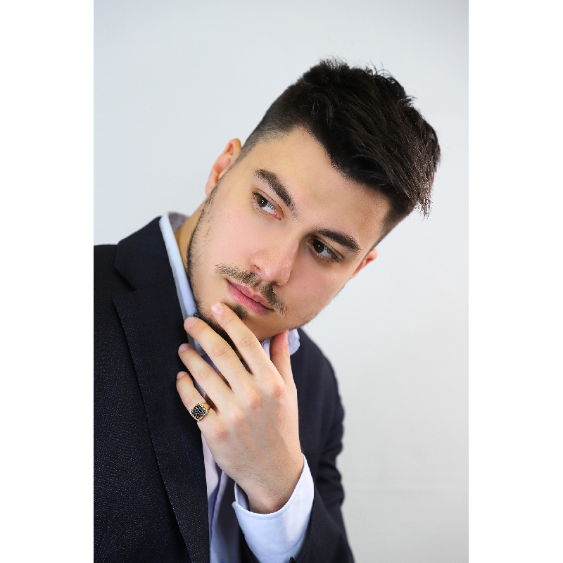 750 rose gold ring with pavè black diamonds 750 rose gold ring with pavè black diamonds