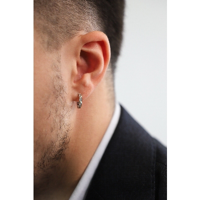 Diamond half channel setting single earring