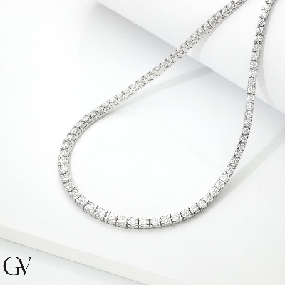 Riviere necklace in white gold 750 with diamonds