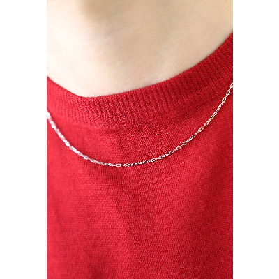 18k white gold thin rolò links chain