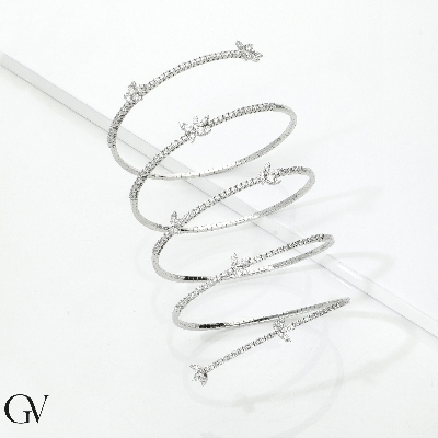 750 white gold spring bracelet with diamonds