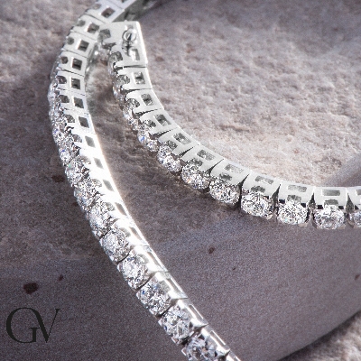 Wire tennis bracelet in white gold 750 with diamonds